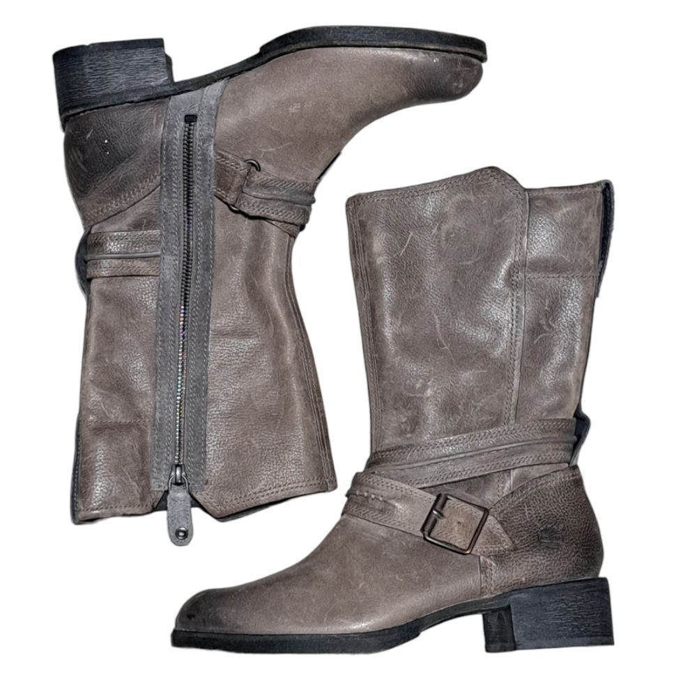 Timberland Whittemore Western Mid Calf Side-Zip Closure Leather Boots S 7.5 Gray